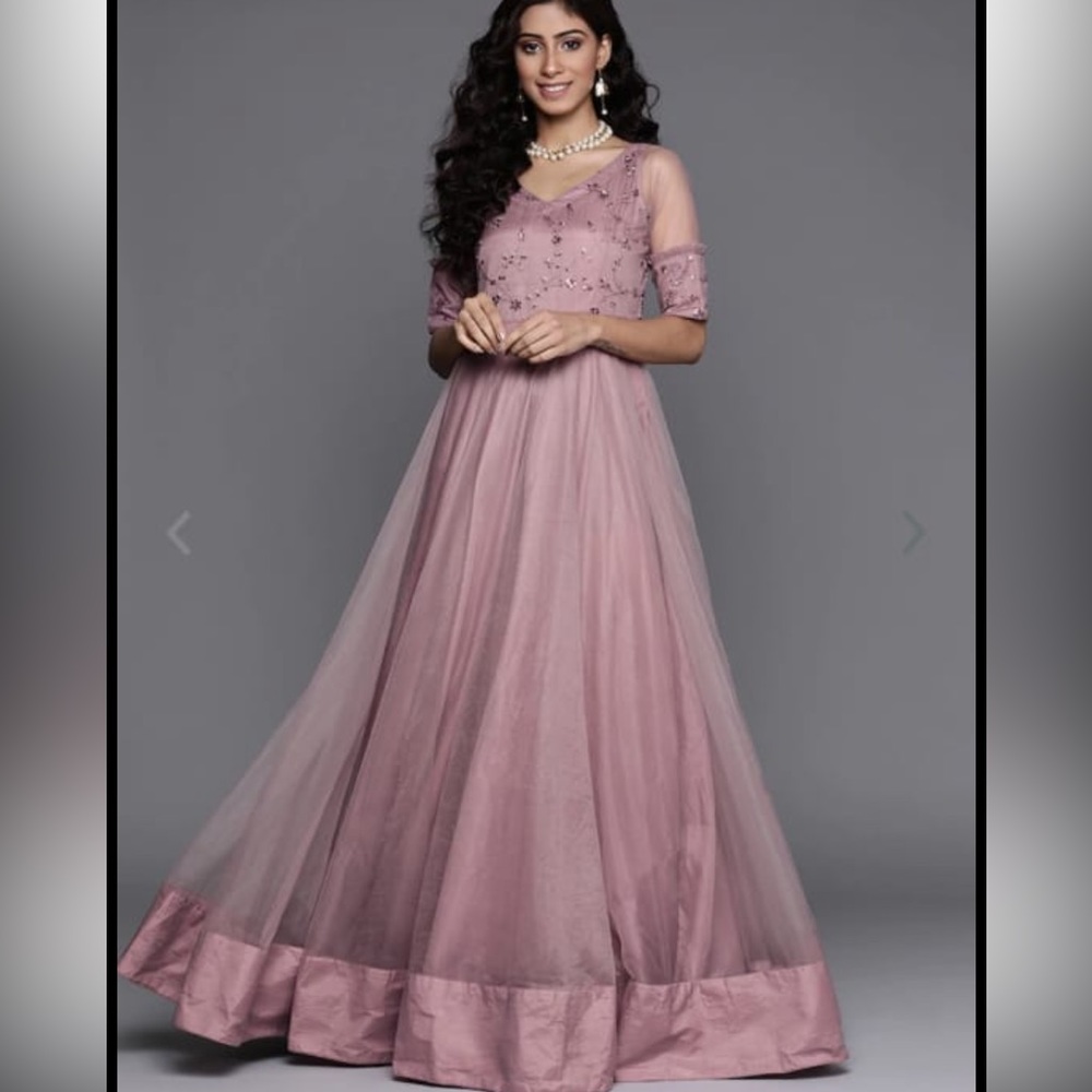 NET SEQUINNED EMBROIDERED DRESS